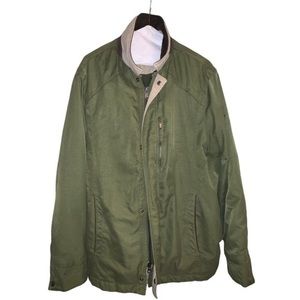 Vintage Docker’s Jacket Khaki zip quilted lining embroidered logo suede details